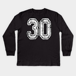 Number 30 Grungy in white Kids Long Sleeve T-Shirt